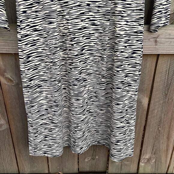 Jude Connally Women Sheath Dress Boat Neck 3/4 Sleeve Pullover Cream Black Small - Picture 7 of 8